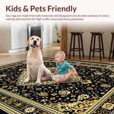Ultra Soft Area Rug, Non Slip, Stain Resistant, Washable Area Rugs for Living Room, Bedroom, Rustic Textured Tiled Arrangement(Black)