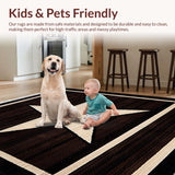 Ultra Soft Area Rug, Non Slip, Stain Resistant, Washable Area Rugs for Living Room, Bedroom, Elegant Earthy Textured Motif(Brown)