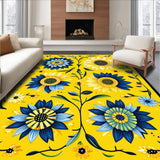 Ultra Soft Area Rug, Non Slip, Stain Resistant, Washable Area Rugs for Living Room, Bedroom, Whimsical Floral Playful Aesthetic(Yellow)