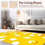 Ultra Soft Area Rug, Non Slip, Stain Resistant, Washable Area Rugs for Living Room, Bedroom, Lively Abstract Expressionist Touch(Yellow)