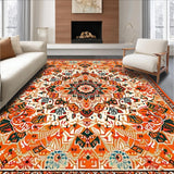 Ultra Soft Area Rug, Non Slip, Stain Resistant, Washable Area Rugs for Living Room, Bedroom, Playful Soft Blooming Pattern(Orange)