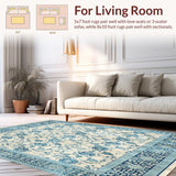 Ultra Soft Area Rug, Non Slip, Stain Resistant, Washable Area Rugs for Living Room, Bedroom, Modern Mosaic Area with Boho Geometric Tiles and Subtle Botanical Details(Beige)