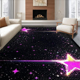 Ultra Soft Area Rug, Non Slip, Stain Resistant, Washable Area Rugs for Living Room, Bedroom, Fun Glittery Nebula Inspired Look(Black)
