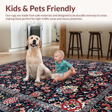 Ultra Soft Area Rug, Non Slip, Stain Resistant, Washable Area Rugs for Living Room, Bedroom, Elegant Faded Floral Elegance(Blue)