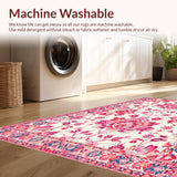 Ultra Soft Area Rug, Non Slip, Stain Resistant, Washable Area Rugs for Living Room, Bedroom, Contemporary Floral Geometry(White)
