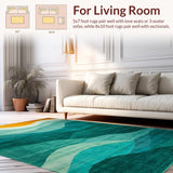 Ultra Soft Area Rug, Non Slip, Stain Resistant, Washable Area Rugs for Living Room, Bedroom, Artistic Multicolor Geometric Expression(Blue)