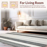 Ultra Soft Area Rug, Non Slip, Stain Resistant, Washable Area Rugs for Living Room, Bedroom, Sleek Dual Tone Striped Entry Rug with Crisp Black and White Linear Motifs(Gray)