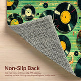 Ultra Soft Area Rug, Non Slip, Stain Resistant, Washable Area Rugs for Living Room, Bedroom, Retro Vinyl Record Entryway Non-Slip Doormat(Black)