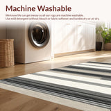 Ultra Soft Area Rug, Non Slip, Stain Resistant, Washable Area Rugs for Living Room, Bedroom, Minimalist Color-Infused Stripe Theme(Gray)