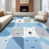 Ultra Soft Area Rug, Non Slip, Stain Resistant, Washable Area Rugs for Living Room, Bedroom, Adorable Bear Print Decor(Blue)