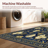 Ultra Soft Area Rug, Non Slip, Stain Resistant, Washable Area Rugs for Living Room, Bedroom, Stylish Area Featuring Abstract Animal Design and Geometric(Blue)