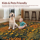Ultra Soft Area Rug, Non Slip, Stain Resistant, Washable Area Rugs for Living Room, Bedroom, Rustic Soft Textured Motif(Orange)