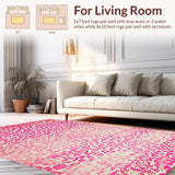 Ultra Soft Area Rug, Non Slip, Stain Resistant, Washable Area Rugs for Living Room, Bedroom, Safari Chic Animal Print Delight(Pink)
