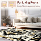 Ultra Soft Area Rug, Non Slip, Stain Resistant, Washable Area Rugs for Living Room, Bedroom, Farmhouse Black With Beige Tribal(Black)