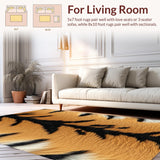 Ultra Soft Area Rug, Non Slip, Stain Resistant, Washable Area Rugs for Living Room, Bedroom, Tiger Print Faux Fur Living Room Accent Rug(Beige)