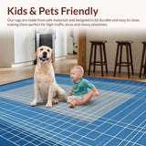 Ultra Soft Area Rug, Non Slip, Stain Resistant, Washable Area Rugs for Living Room, Bedroom, Sleek Blue Tiled Pattern(Blue)