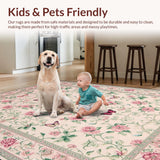 Ultra Soft Area Rug, Non Slip, Stain Resistant, Washable Area Rugs for Living Room, Bedroom, Charming Pink Floral Whirl Patterns(Pink)