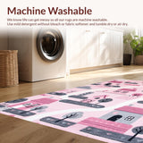 Ultra Soft Area Rug, Non Slip, Stain Resistant, Washable Area Rugs for Living Room, Bedroom, Stylish Soft-Toned Fantasy Layout(Pink)