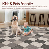 Ultra Soft Area Rug, Non Slip, Stain Resistant, Washable Area Rugs for Living Room, Bedroom, Chris Loves FRA Neutral Checkerboard Accent(Gray)