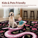 Ultra Soft Area Rug, Non Slip, Stain Resistant, Washable Area Rugs for Living Room, Bedroom, Contemporary Soft Floral Vibe(Pink)