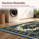 Ultra Soft Area Rug, Non Slip, Stain Resistant, Washable Area Rugs for Living Room, Bedroom, Elegant Area Featuring Detailed Design for Patio(White)