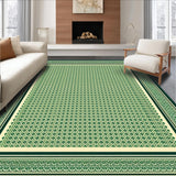 Beige Ground Green Intricate Diamond Lattice Design(Green)