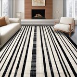 Ultra Soft Area Rug, Non Slip, Stain Resistant, Washable Area Rugs for Living Room, Bedroom, Black and White Striped Rug, Modern Design(Black)