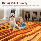 Ultra Soft Area Rug, Non Slip, Stain Resistant, Washable Area Rugs for Living Room, Bedroom, Rustic Handcrafted Wildlife Motif(Orange)