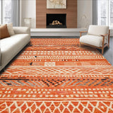 Ultra Soft Area Rug, Non Slip, Stain Resistant, Washable Area Rugs for Living Room, Bedroom, Trendy Ogee Pattern in Rust Hues(Orange)