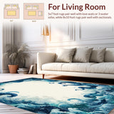 Ultra Soft Area Rug, Non Slip, Stain Resistant, Washable Area Rugs for Living Room, Bedroom, Fouiunler Octopus Maze Rug Runner Surreal Whale Illusion Ocean Graphic(Blue)