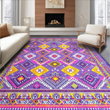 Ultra Soft Area Rug, Non Slip, Stain Resistant, Washable Area Rugs for Living Room, Bedroom, Rustic Lattice Style Aesthetic(Purple)