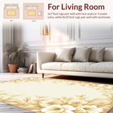 Ultra Soft Area Rug, Non Slip, Stain Resistant, Washable Area Rugs for Living Room, Bedroom, Tranquil Bloom Absorbent Beige Bath Non Skid Floral(Beige)