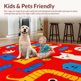 Ultra Soft Area Rug, Non Slip, Stain Resistant, Washable Area Rugs for Living Room, Bedroom, Bright Multi-Color Animal Patchwork(Red)