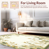 Ultra Soft Area Rug, Non Slip, Stain Resistant, Washable Area Rugs for Living Room, Bedroom, Floral Sage Area Easy Clean(Beige)
