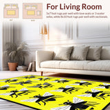 Ultra Soft Area Rug, Non Slip, Stain Resistant, Washable Area Rugs for Living Room, Bedroom, Colorful Artistic Floral Tile(Yellow)