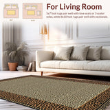 Ultra Soft Area Rug, Non Slip, Stain Resistant, Washable Area Rugs for Living Room, Bedroom, Elegant Rustic Animal Print Motif(Beige)