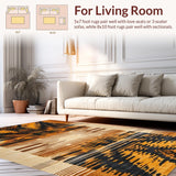 Ultra Soft Area Rug, Non Slip, Stain Resistant, Washable Area Rugs for Living Room, Bedroom, Chic Irregular Striped Aesthetic(Gold)