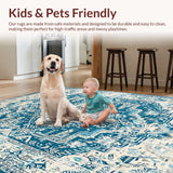 Ultra Soft Area Rug, Non Slip, Stain Resistant, Washable Area Rugs for Living Room, Bedroom, Modern Distressed Diamond Composition(Blue)