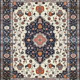 Ultra Soft Area Rug, Non Slip, Stain Resistant, Washable Area Rugs for Living Room, Bedroom, Rustic Floral Medallion Aesthetic(White)