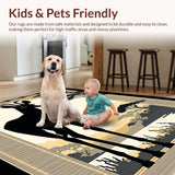 Ultra Soft Area Rug, Non Slip, Stain Resistant, Washable Area Rugs for Living Room, Bedroom, Wildlife-Inspired Ethnic Striped Aesthetic(Black)