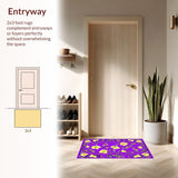Ultra Soft Area Rug, Non Slip, Stain Resistant, Washable Area Rugs for Living Room, Bedroom, Festive Carnival Themed Elegance(Purple)