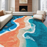 Ultra Soft Area Rug, Non Slip, Stain Resistant, Washable Area Rugs for Living Room, Bedroom, Nautical Beach Themed Living Room Area Carpet(Orange)