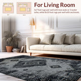 Ultra Soft Area Rug, Non Slip, Stain Resistant, Washable Area Rugs for Living Room, Bedroom, Transitional Earthy Ogee Pattern(Gray)