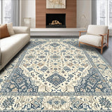 Ultra Soft Area Rug, Non Slip, Stain Resistant, Washable Area Rugs for Living Room, Bedroom, Rustic Neutral Geometric Fusion(Beige)