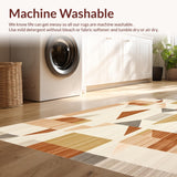 Modern Abstract Geometric Area with Earthy Brown and Beige Borders(Beige)