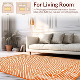 Ultra Soft Area Rug, Non Slip, Stain Resistant, Washable Area Rugs for Living Room, Bedroom, Elegant Minimalist Diamond Motif(Orange)
