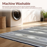 Ultra Soft Area Rug, Non Slip, Stain Resistant, Washable Area Rugs for Living Room, Bedroom, Artful Geometric Stripe Composition(Black)