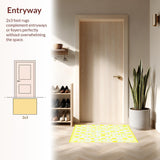 Ultra Soft Area Rug, Non Slip, Stain Resistant, Washable Area Rugs for Living Room, Bedroom, Sanctuary with Delicate Floral Accents(Yellow)