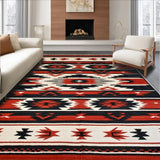 Ultra Soft Area Rug, Non Slip, Stain Resistant, Washable Area Rugs for Living Room, Bedroom, Dynamic Black and Red Pattern(Red)
