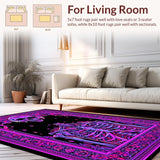 Ultra Soft Area Rug, Non Slip, Stain Resistant, Washable Area Rugs for Living Room, Bedroom, Striking Dark Romantic Imagery(Purple)